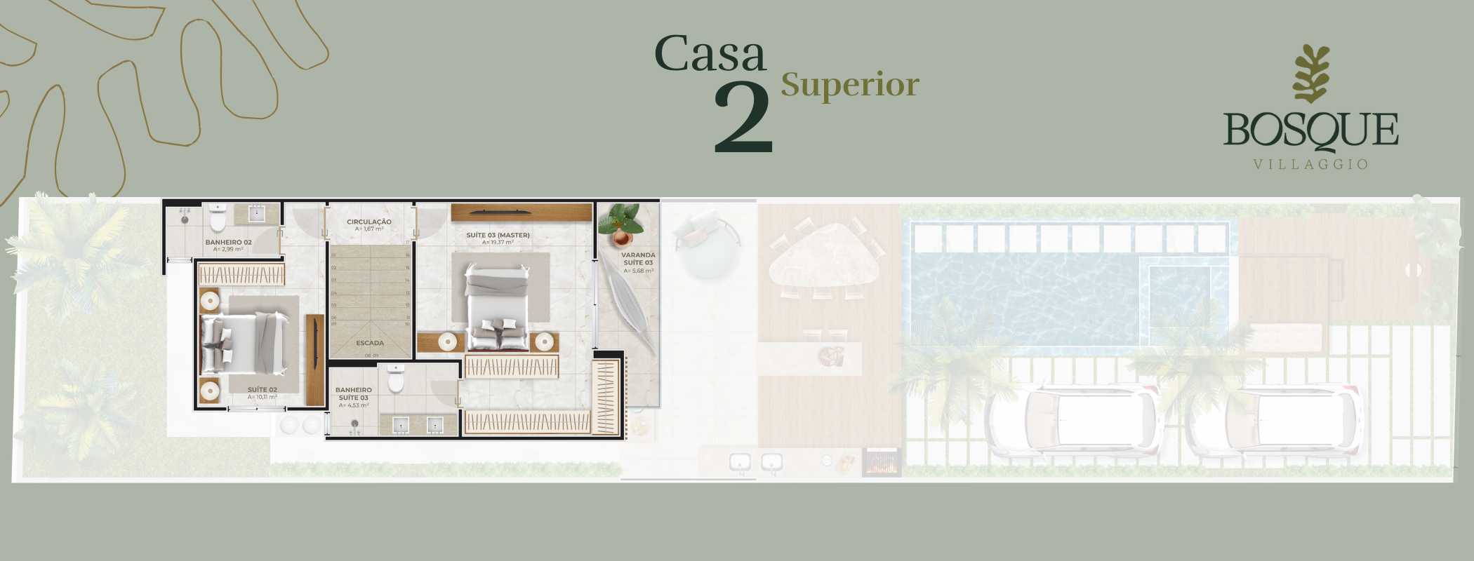 Planta - Duplex à venda, no Bosque Villaggio em Eusébio, Olho D'água, com 3 quartos, 121m² - Elanio Medeiros - Corretor de Imóveis
