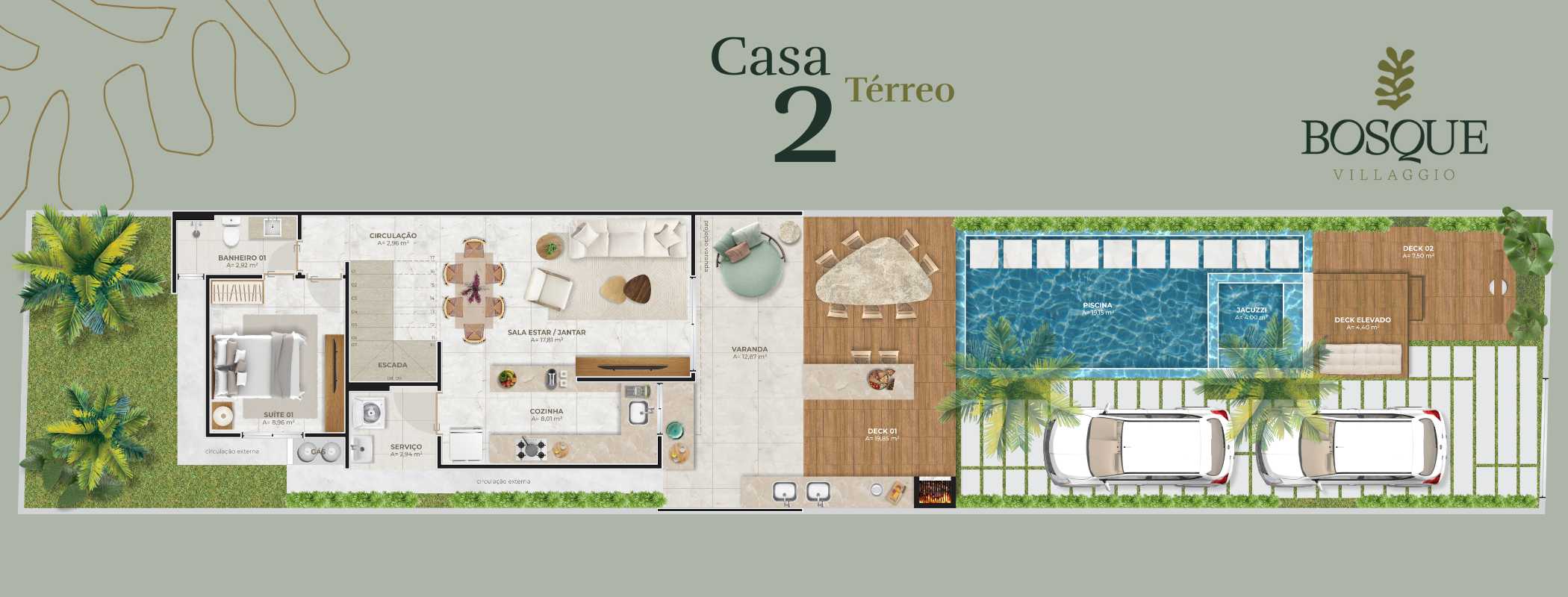 Planta - Duplex à venda, no Bosque Villaggio em Eusébio, Olho D'água, com 3 quartos, 121m² - Elanio Medeiros - Corretor de Imóveis